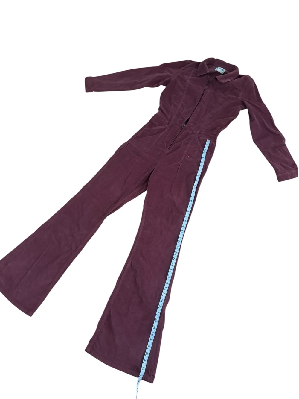 We The Free by Free People Corduroy Flare Jumpsuit Burgundy M - Picture 3 of 4